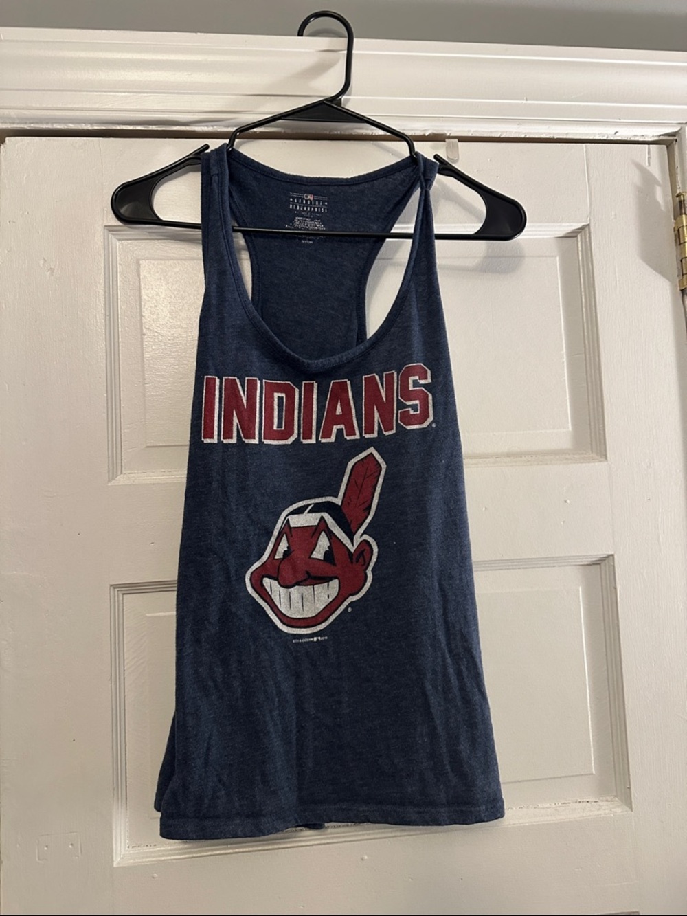 Indians Navy Graphic Racerback Tank with Logo
